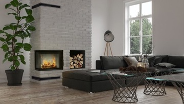 KRATKA KOMINKOWA narożna LUFT WENTYLACYJNY 60X40X9 cm CZARNA METALOWA P/L