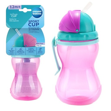 CANPOL BIDON KUBEK Z RURKĄ silikonową ze słomką 370 ml 12+