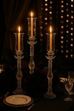 Zestaw kryształowych świeczników x3 2559