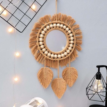 Круглое подвесное зеркало в стиле макраме с кисточками в стиле B, украшение на стену в стиле бохо