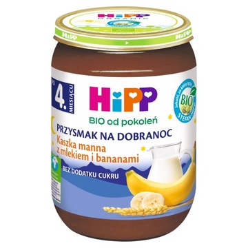 HiPP BIO Przysmak na Dobranoc Kaszka manna zmlekiem i bananami po 4miesiącu