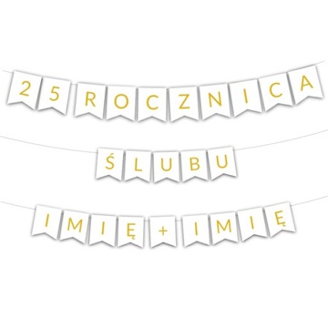 Girlanda 25 rocznica ślubu + imiona - złota BANER