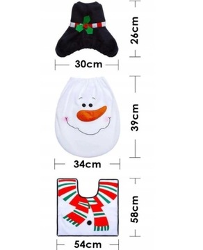 ZESTAW ŚWIĄTECZNY WC BAŁWAN ŁAZIENKOWY DYWANIK POKROWIEC NA DESKĘ 3w1