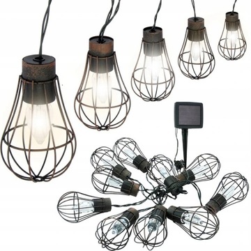 Girlanda solarna LED lampki ogrodowe Loft Edison