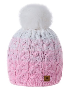 Zimowa CZAPKA CIEPŁA pompon i polar Woolk Pola
