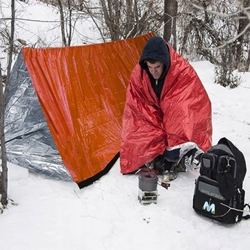 ЛЕГКАЯ ТЕПЛОВАЯ СПАСАТЕЛЬНАЯ ПАЛАТКА FOIL OF LIFE BLACKET TARPET SURVIVAL NRC