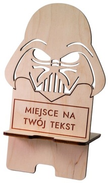 STOJAK NA TELEFON DREWNIANY Z MOTYWEM STAR WARS I TWOIM WŁASNYM TEKSTEM