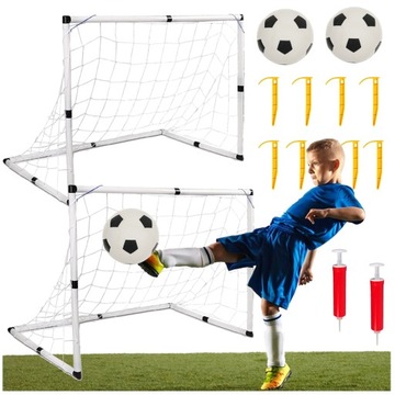 2x ФУТБОЛЬНЫЕ ВОРОТА для детей с сеткой, мячом и насосом, набор для маленького футболиста