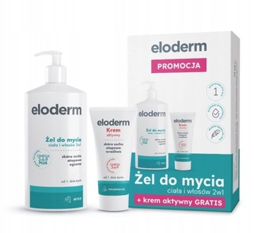 Eloderm żel do mycia CIAŁA i włosów 2w1 + krem AKTYWNY 75g ZESTAW