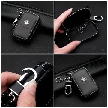 ЧЕХОЛ ИЗ ЭКО КОЖИ SKODA ЧЕХОЛ ДЛЯ КЛЮЧА С ЛОГОТИПОМ КЛЮЧА ОТ АВТОМОБИЛЯ