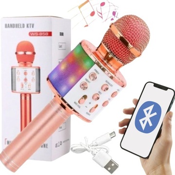 MIKROFON DZIECIĘCY BEZPRZEWODOWY KARAOKE BLUETOOTH GŁOŚNIK - SD AUX