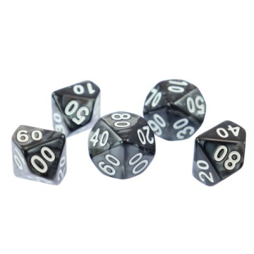 НАБОР ИЗ 10 ДЕСЯТИГРАННЫХ КУБИКОВ K10 0-9 + 00-90 - ALDUINA