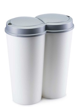 Kosz biurowy na śmieci Podwójny 50L do segregacji Łazienkowy 2 Komory 55cm