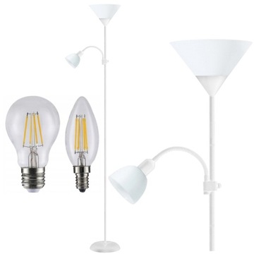 Lampa podłogowa stojąca do czytania 2w1 +2 żarówki