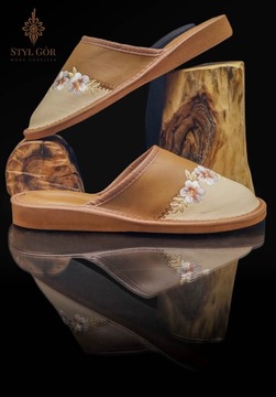 Pantofle damskie skórzane z naturalnej skóry buty r. 39