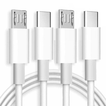 БЕЛЫЙ Кабель USB Type C — Micro USB длиной 2 м. Кабель для быстрой передачи данных и зарядки.