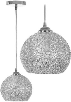 LAMPA SUFITOWA WISZĄCA KULA METALOWA GLAMOUR CHROM