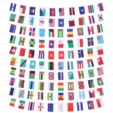 Ozdobne flagi 100 krajów Flagi narodowe ze sznurkiem