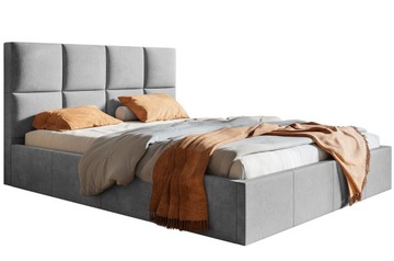 Szare łóżko tapicerowane TEO SLIM 140X200 welur