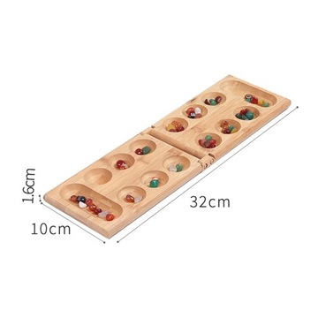 2 Set Classic Foldable Wooden Mancala Board Strategy Game Easy Store