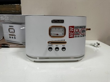 РЕТРО ТОСТЕР 1000ВТ НА 2 ВКУСА, БЕЛЫЙ/ЗОЛОТОЙ ELEMENTS MUSE MS-130W