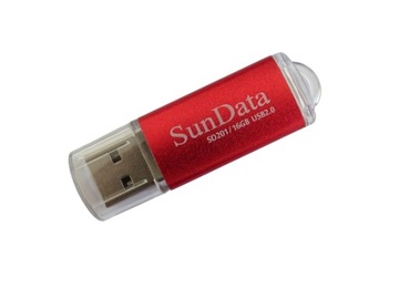 SunData PenDrive 16GB USB 2.0 METALOWY CZERWONY