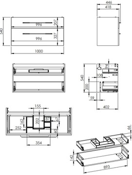 ELITA SZAFKA ŁAZIENKOWA Z BLATEM DĄB CANELA NATURAL FRAME 100 CM ZESTAW