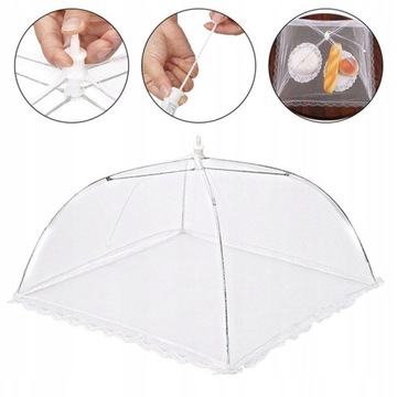OSŁONKA SIATKA PARASOL SKŁADANA MOSKITIERA KORONKI NA GRILLA ŻYWNOŚCI 30x30