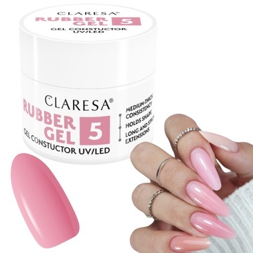 Claresa RUBBER GEL 5 Żel do budowania przedłużania paznokci builder 45G