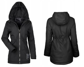 KURTKA PRZEJŚCIOWA TALIOWANA LEKKA WIOSENNA JESIENNA PARKA Z KAPTUREM S