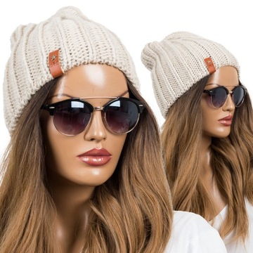 PIĘKNA ZIMOWA CZAPKA DAMSKA BEANIE SMERFETKA POLSK