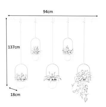 Подвесная металлическая подставка для цветов с черными вазонами UMBRA