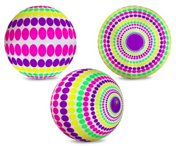 KOLOROWA PIŁKA GUMOWA TĘCZA KROPKI GROSZKI 23 CM