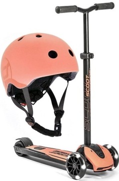 SCOOTANDRIDE Peach HULAJNOGA Highwaykick 5 + KASK LED S-M 5L+ Odblask
