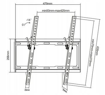 Универсальное настенное крепление для телевизора (26–55 дюймов).