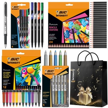 BIC INTENSITY ZESTAW KREATYWNY PREZENT KREDKI FLAMASTRY CIENKOPISY