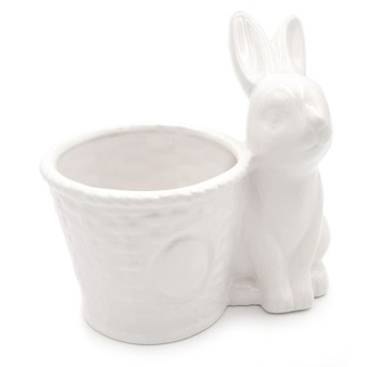 Królik wielkanocny króliczek z doniczką osłonka ceramiczna na kwiaty