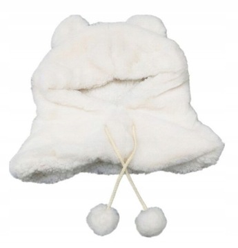 DZIECIĘCA CZAPKA ZIMOWA MIŚ USZY 1 - 6 L - white