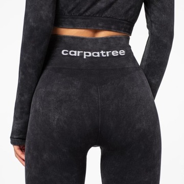 Legginsy damskie sportowe Carpatree Yasmine Black getry wysoki stan marmur