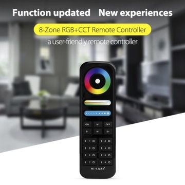 ПУЛЬТ ДИСТАНЦИОННОГО УПРАВЛЕНИЯ СВЕТОДИОДОМ RGB+CCT, 8 ЗОН MILIGHT FUT089 ЧЕРНЫЙ