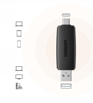 UGREEN ПОРТАТИВНЫЙ USB-ХАБ / USB-C СЧИТЫВАТЕЛЬ КАРТ ПАМЯТИ SD MICROSD 5 ГБ/С OTG