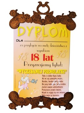 DYPLOM DLA 18-LATKI SK życzenia na 18 urodziny