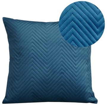 Poduszka Dekoracyjna do Salonu Ozdobna Jasiek 40x40 Pikowana Zygzac Blue