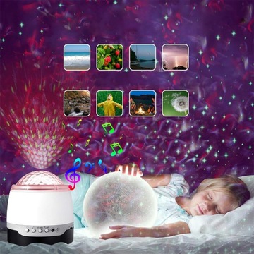 PROJEKTOR LAMPKA NOCNA LED GWIAŹDZISTEGO NIEBA Z GŁOŚNIK BLUETOOTH 3 TRYBY