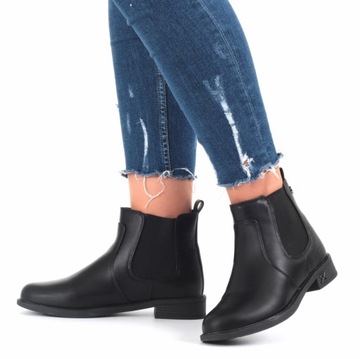 BOTKI DAMSKIE BUTY SZTYBLETY OCIEPLANE KLASYCZNE