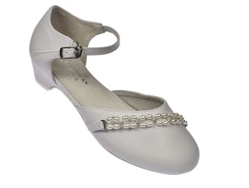 Buty komunijne białe balerinki obcas 44/23 roz. 36