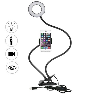 Lampa Led Ring +Uchwyt na Telefon do Wideo Rozmów