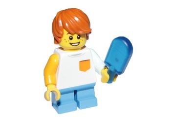 M12*LEGO DZIECKO CHŁOPIEC RUDY PIEGI LÓD na PATYKU