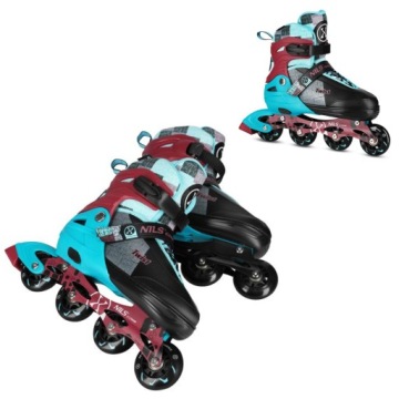 Kolečkové Brusle rekreační modré Nils Extreme S 31 34 ABEC7 Pu 64 mm