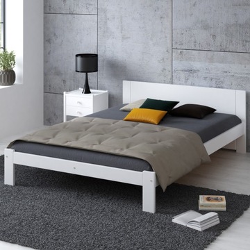 ŁÓŻKO 120x200 DMD5 DREWNIANE BIAŁE SZARE + MATERAC